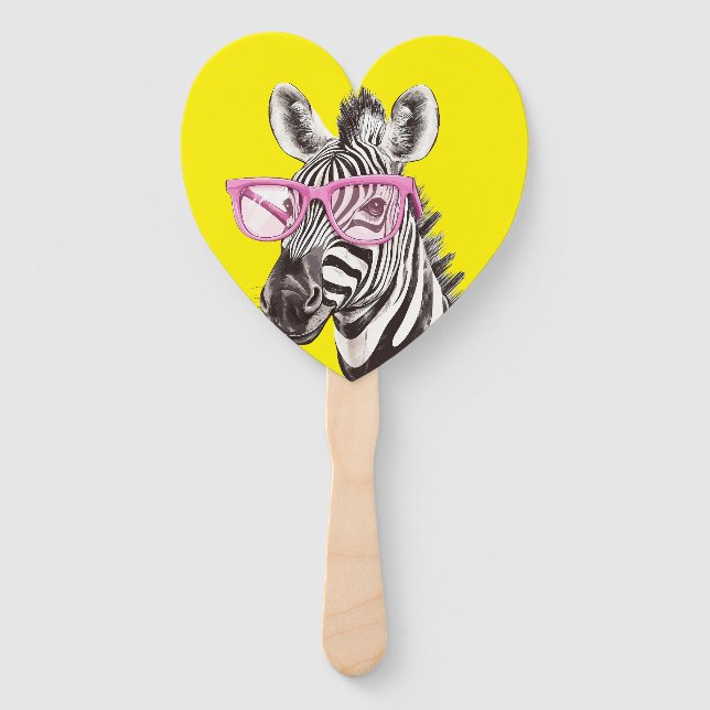 Zebra & Giraffe with Pink Glasses Favours  Hand Fan (Front)