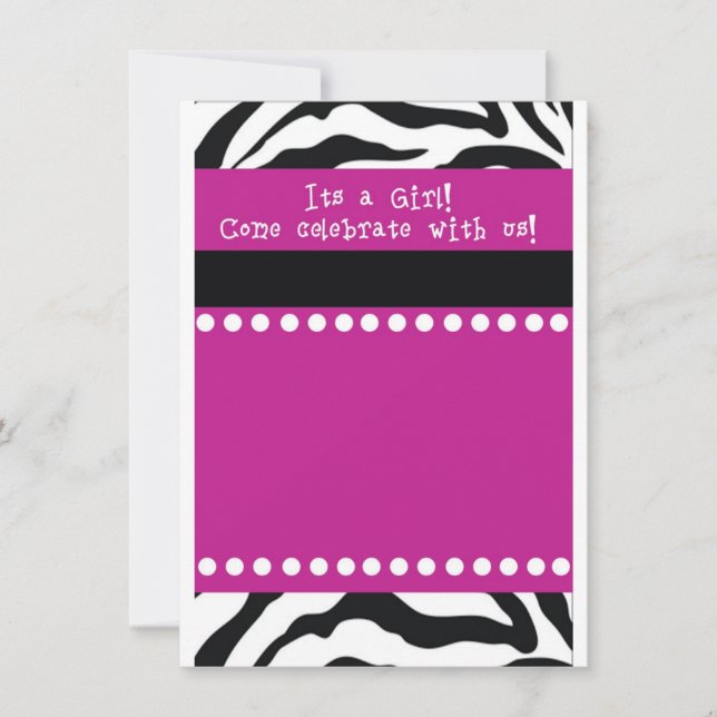 Zebra Girl Baby shower Invitation (Front)