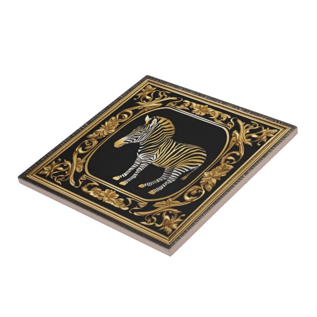 Zebra gold and black ornamental frame tile (Side)