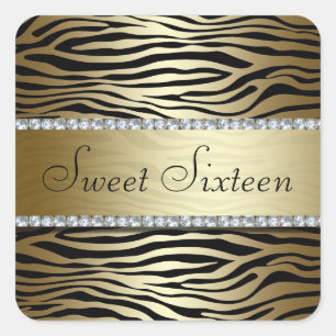 Zebra Gold Print with Faux Jewels Sticker