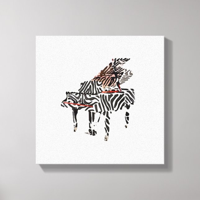 Zebra Grand Piano ~ 12x12 .75 Thick Canvas Print (Front)