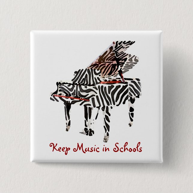Zebra Grand Piano ~ Button (Front)