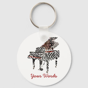 Zebra Grand Piano - Key Ring