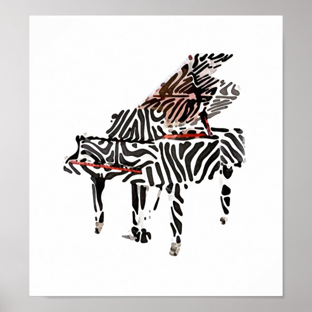 Zebra Grand Piano ~ Poster 12.19"x11" (Front)