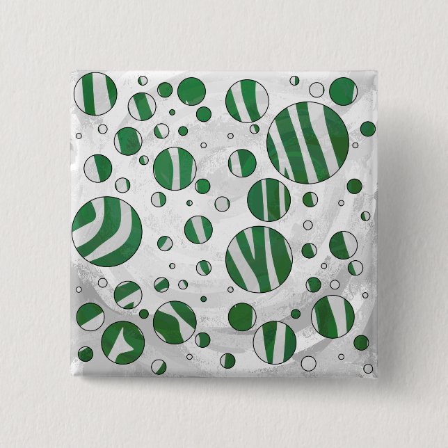 Zebra Green and White Polka Dot 15 Cm Square Badge (Front)