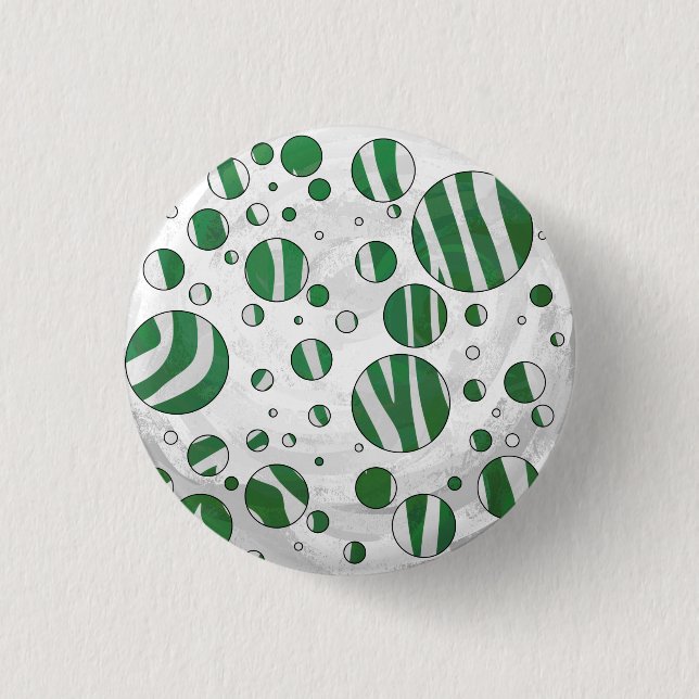 Zebra Green and White Polka Dot 3 Cm Round Badge (Front)