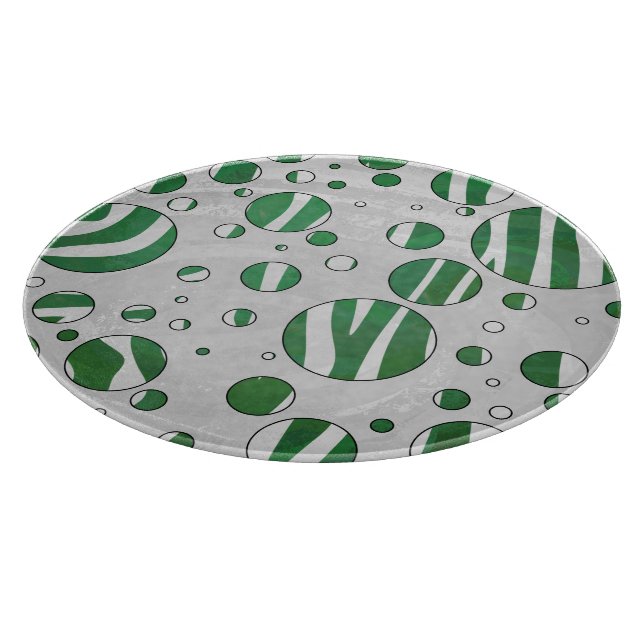 Zebra Green and White Polka Dot Cutting Board (Corner)