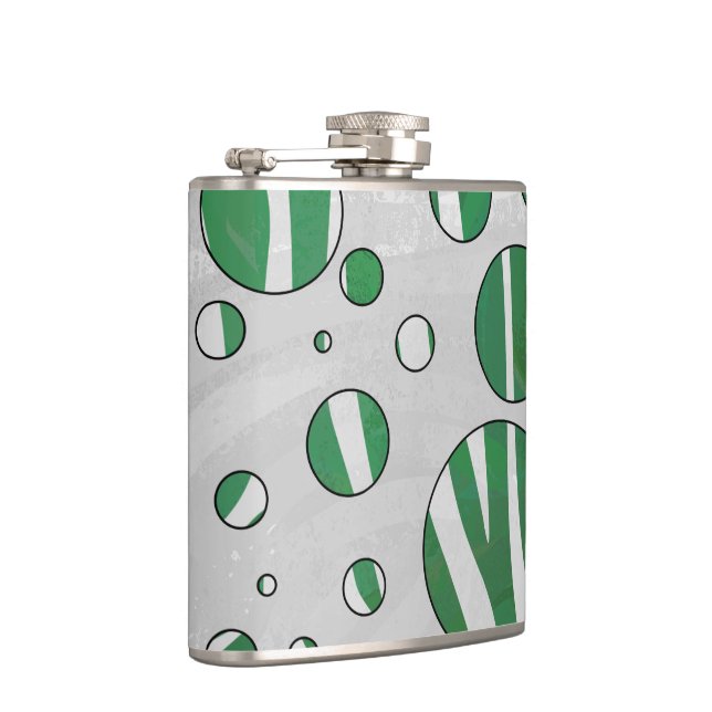Zebra Green and White Polka Dot Hip Flask (Right)