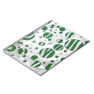 Zebra Green and White Polka Dot Spiral Notebook