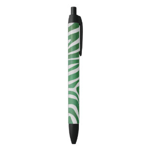 Zebra Green and White Print Black Ink Pen