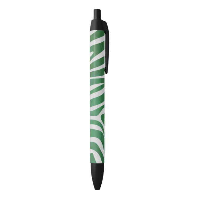 Zebra Green and White Print Black Ink Pen (Bottom (Vertical))