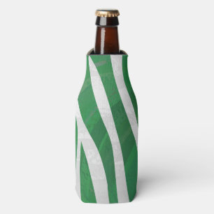 Zebra Green and White Print Bottle Cooler