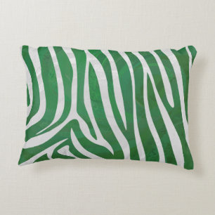 Zebra Green and White Print Decorative Cushion