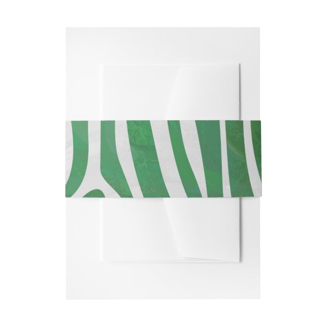 Zebra Green and White Print Invitation Belly Band (Front Example)