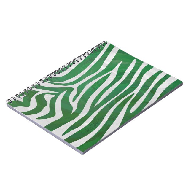 Zebra Green and White Print Spiral Notebook (Left Side)