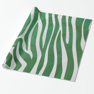 Zebra Green and White Print Wrapping Paper