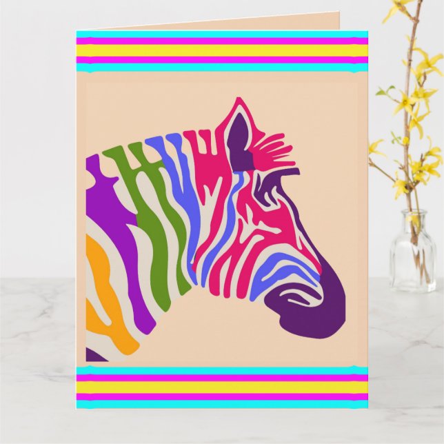 Zebra Greeting Card (Yellow Flower)
