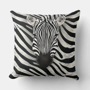 Zebra Head For Sofa Bed Decor Cushion