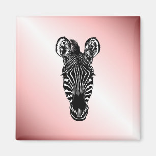 Zebra Head on Pink Magnet