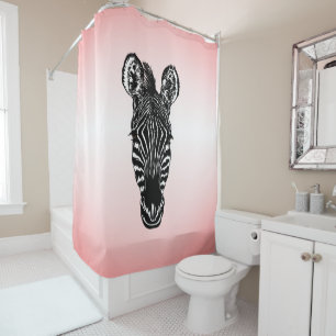 Zebra Head on Pink Shower Curtain