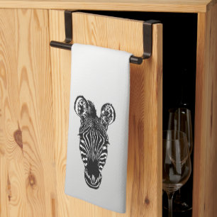 Zebra Head on Silver Tea Towel
