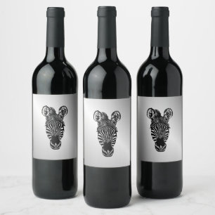 Zebra Head on Silver Wine Label