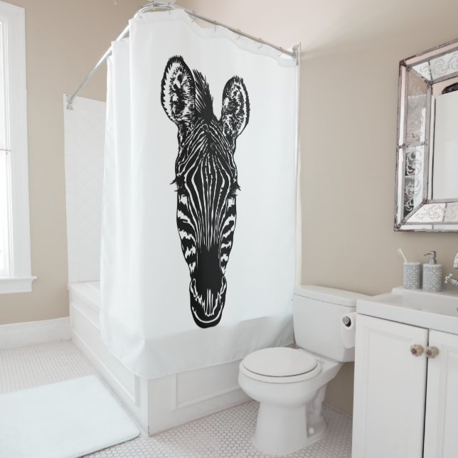 Zebra Head Shower Curtain (In Situ)