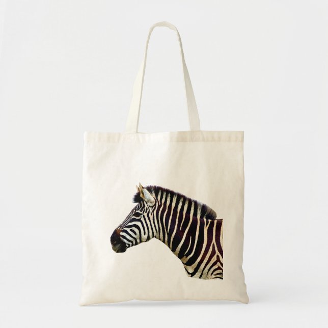 Zebra Head to Shoulder Tote Bag (Front)