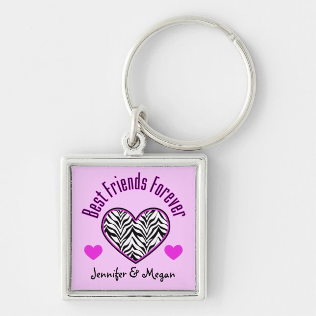 Zebra Heart: Best Friends Forever Keychain (Front)