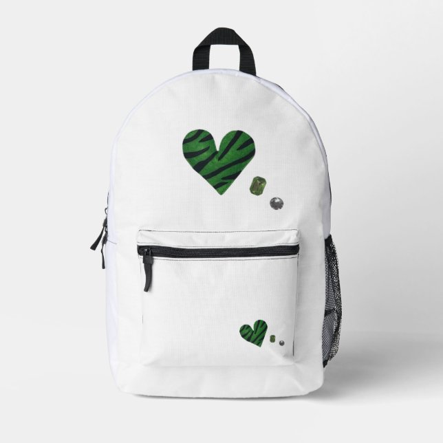 Zebra-heart Printed Backpack (Front)