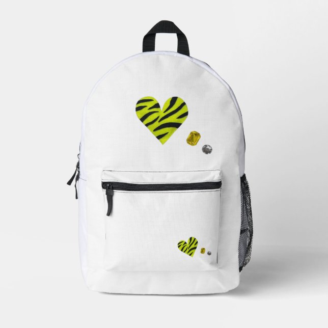 Zebra-heart Printed Backpack (Front)
