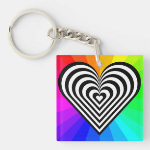 ZEBRA HEART RAINBOW PATTERN KEY RING