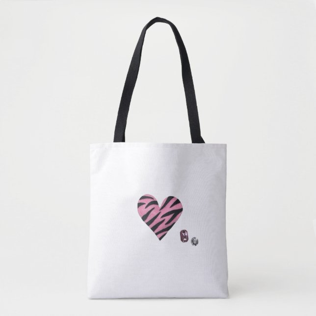 Zebra-heart Tote Bag (Front)