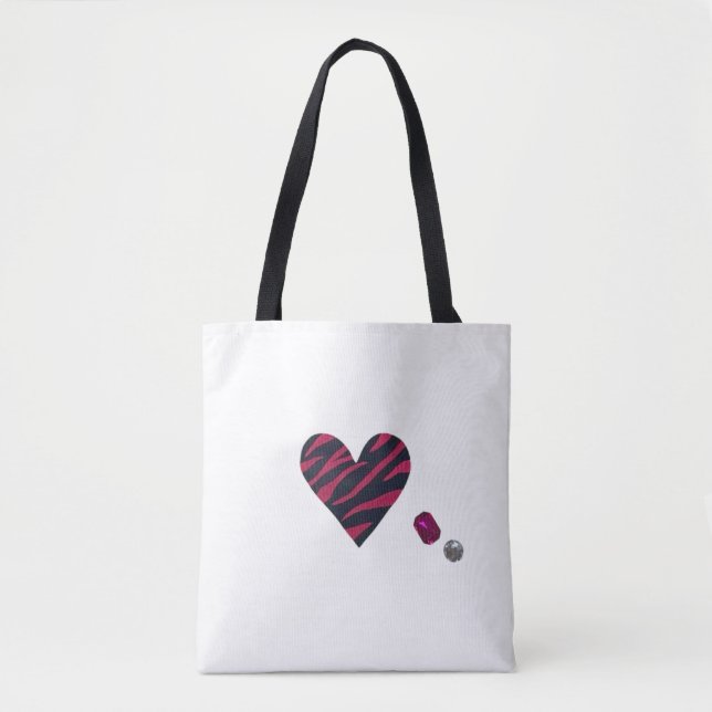 Zebra-heart Tote Bag (Front)