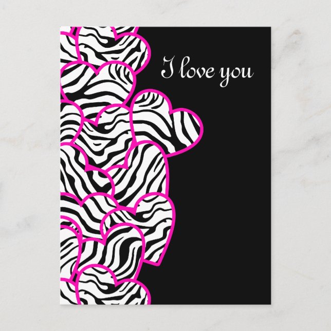 Zebra hearts Design Postcard (Front)