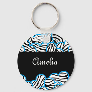Zebra hearts Keychain