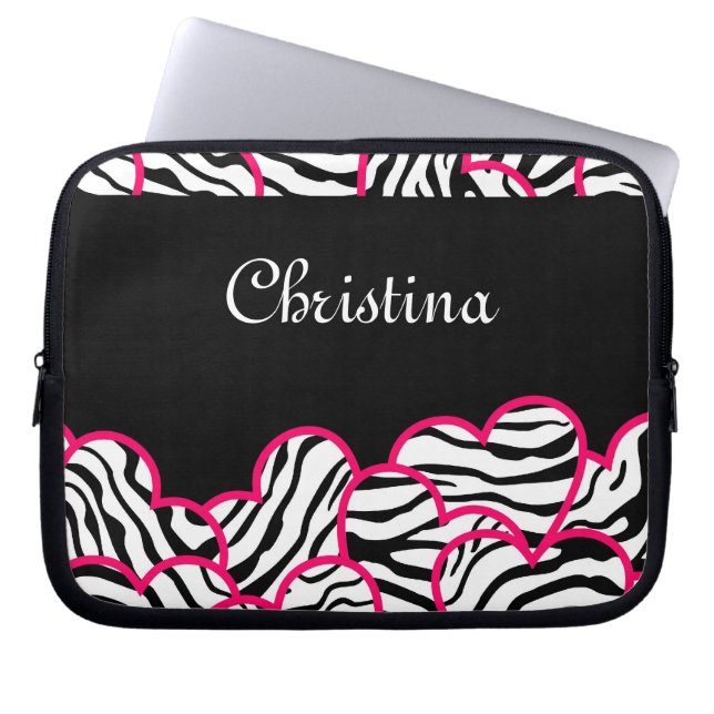 Zebra hearts Laptop Sleeve (Front)