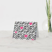Zebra Hearts Pattern Note Card
