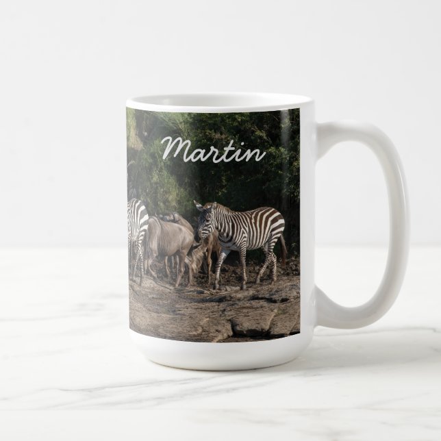 Zebra Herd Personalise Name Gift Mug (Right)