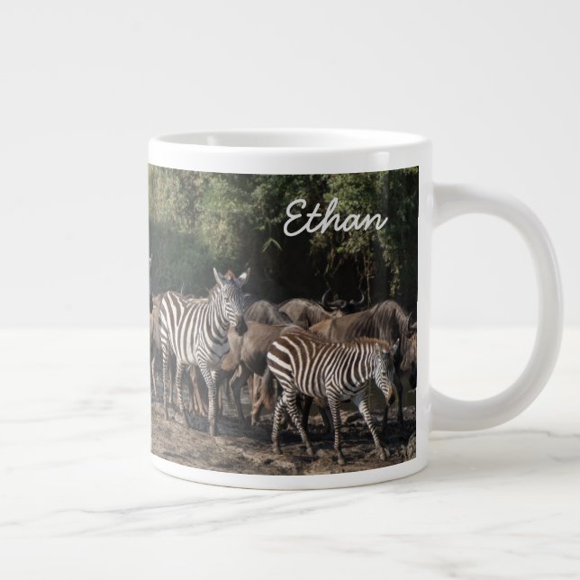 Zebra Herd Personalise Name Seriously  Large Coffee Mug (Right)