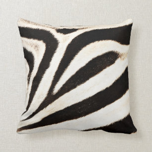 Zebra Hide, Faux Fur, Wide Stripe Cushion