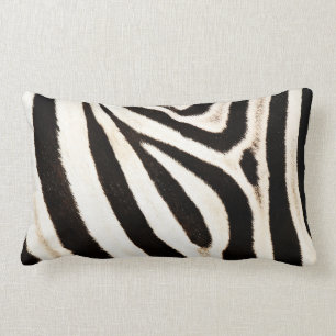 Zebra Hide, Faux Fur, Wide Stripe Lumbar Cushion