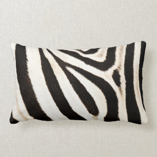 Zebra Hide, Faux Fur, Wide Stripe Lumbar Lumbar Cushion