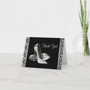 Zebra High Heel Shoes Thank You Cards