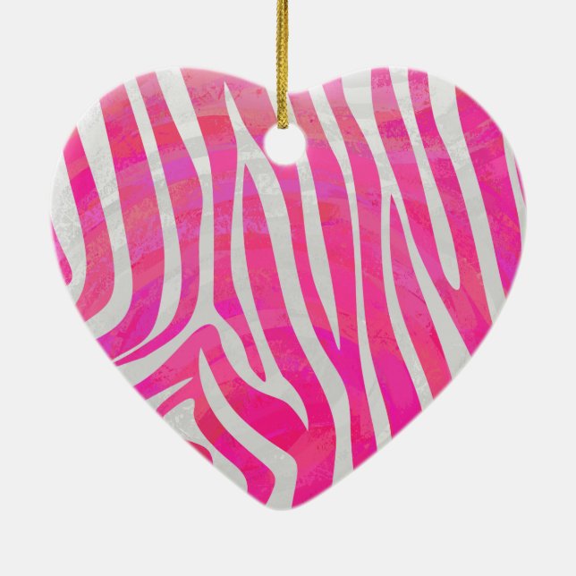 Zebra Hot Pink and White Print Ceramic Tree Decoration (Back)