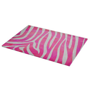 Zebra Hot Pink and White Print Cutting Board