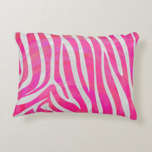 Zebra Hot Pink and White Print Decorative Cushion