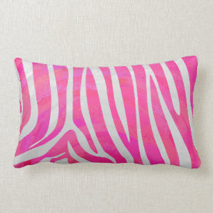 Zebra Hot Pink and White Print Lumbar Cushion