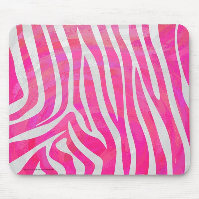 Zebra Hot Pink and White Print Mouse Pad (Front)