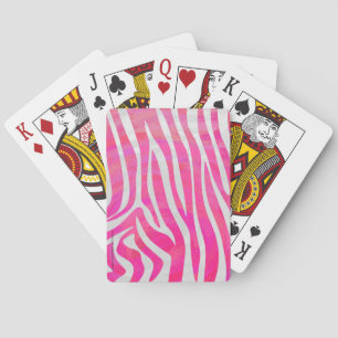 Zebra Hot Pink and White Print Playing Cards